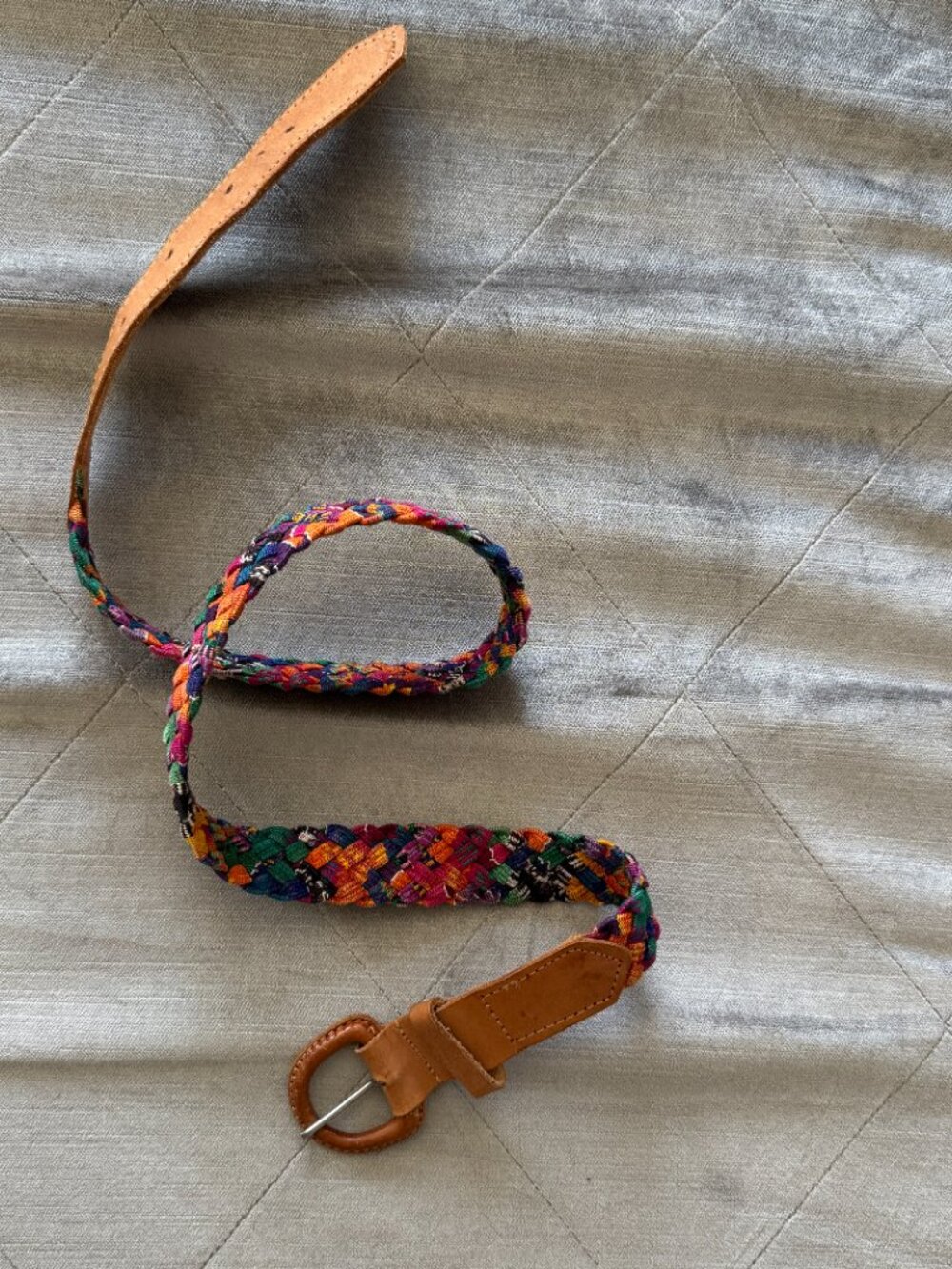 PRICE FIRM Vintage Multicolored Braided Brown Leather Belt 32 - Picture 4 of 9